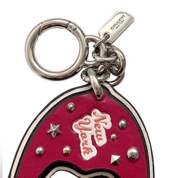 COACH New York Big C Varsity Red Leather Bag Charm NWOT - Picture 4 of 5